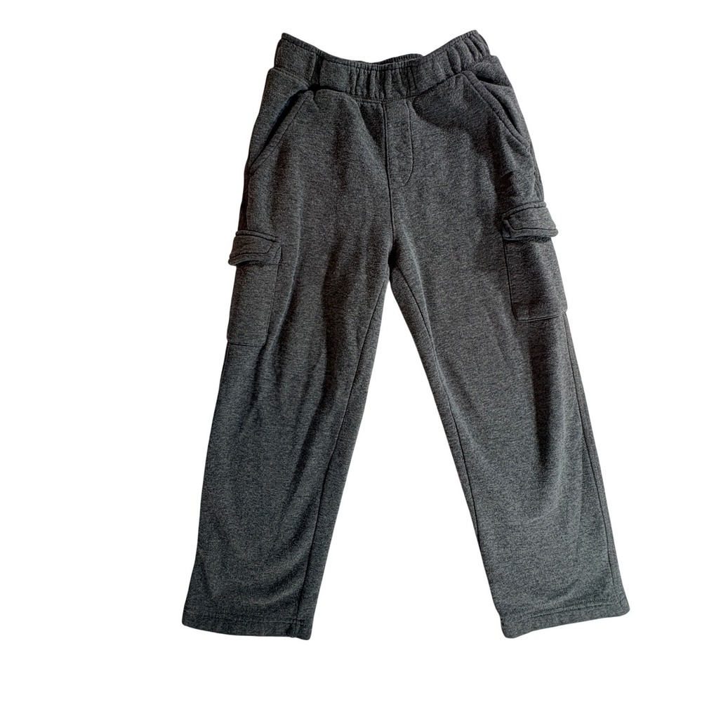 Starter Cargo Sweatpants Boys Size S 6-7 Charcoal Gray Fleece Joggers Active